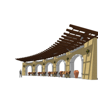 欧式廊架su模型