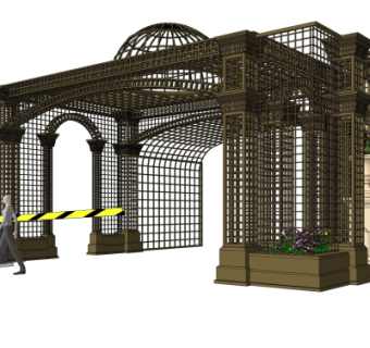 欧式铁艺廊架su模型