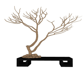 中式枯树摆件su模型