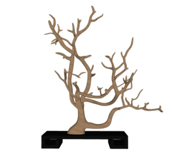 中式枯树摆件su模型