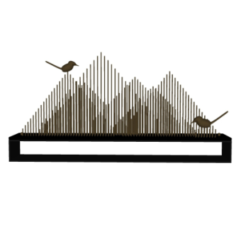 新中式金属摆件su模型