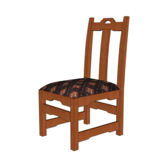 中式实木单椅su模型