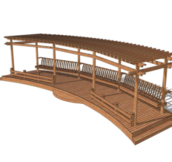 新中式廊架su模型