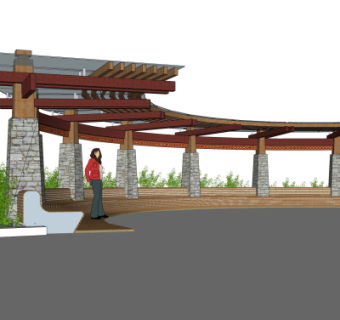 新中式廊架su模型
