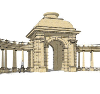 欧式古典廊架su模型