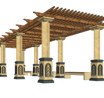 欧式廊架su模型