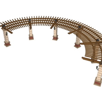 欧式弧形廊架su模型