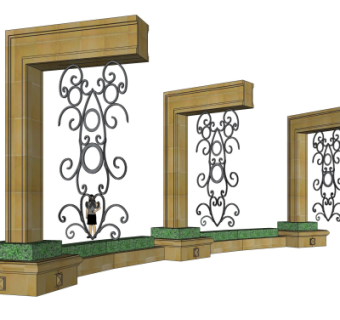 欧式廊架su模型