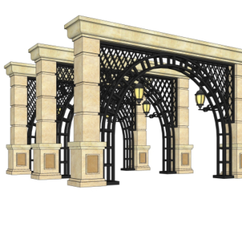 欧式廊架su模型