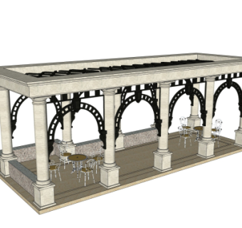 欧式廊架su模型