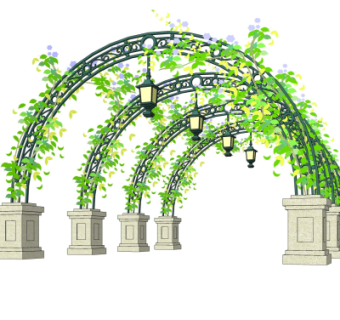 欧式铁艺廊架su模型