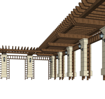 欧式廊架su模型