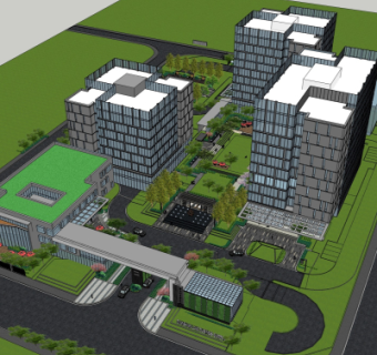 现代商业区规划su模型