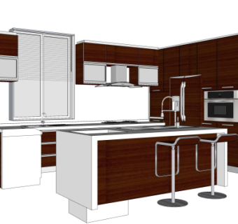 现代橱柜su模型