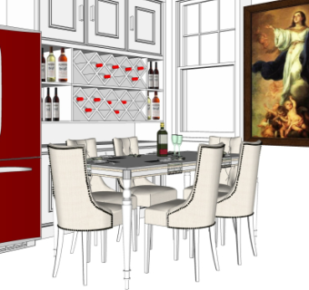 欧式餐桌椅su模型