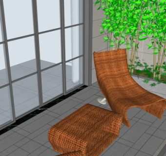 现代户外藤编休闲椅su模型