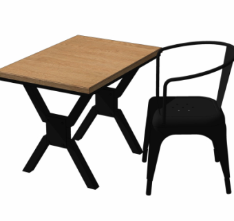 现代可折叠桌椅su模型