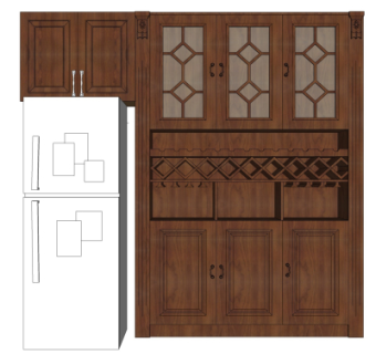 中式实木酒柜su模型