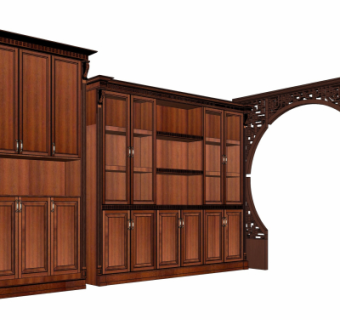中式实木装饰柜su模型