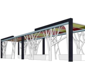 现代艺术廊架su模型