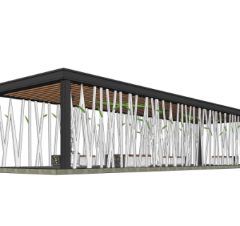 现代艺术廊架su模型