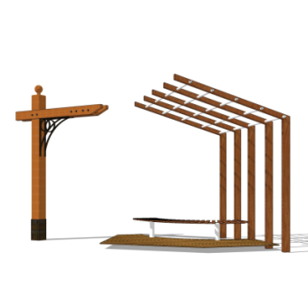 中式廊架su模型