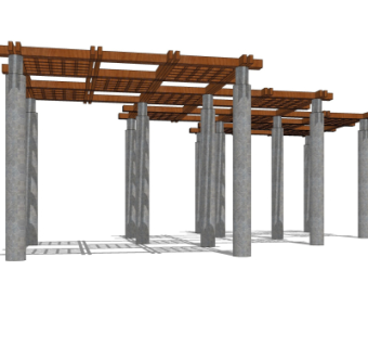 中式廊架su模型