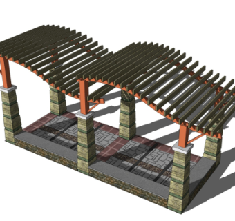 现代廊架su模型