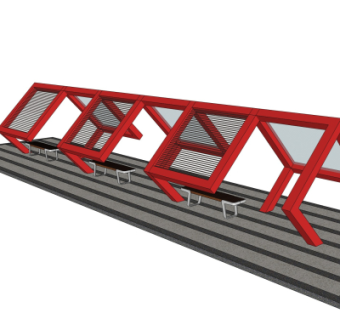 现代会所金属廊架su模型