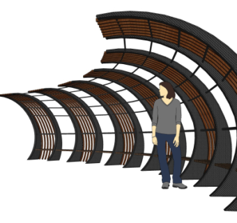 现代金属廊架su模型