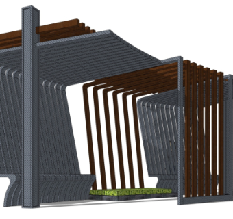 现代金属廊架su模型