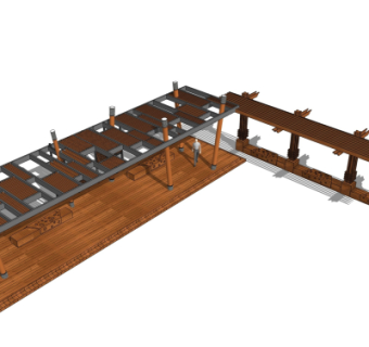 现代廊架su模型