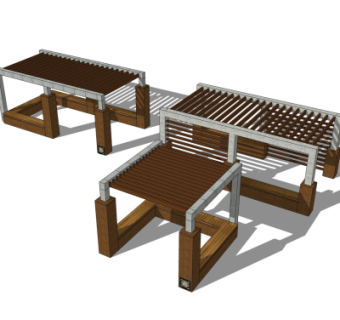 现代廊架su模型