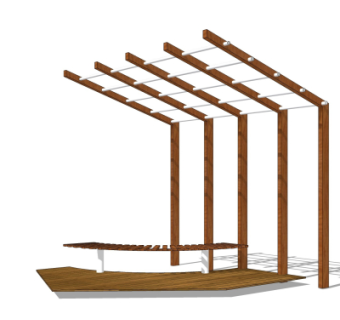 现代廊架su模型