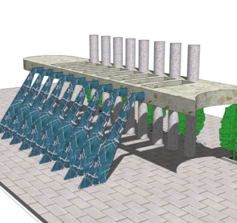 现代廊架su模型
