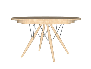 北欧实木圆桌su模型