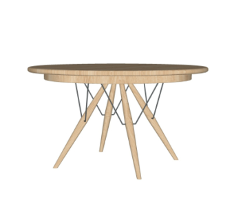 北欧实木圆桌su模型