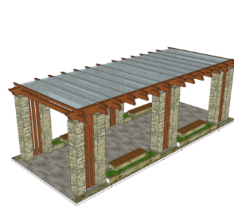 现代廊架su模型