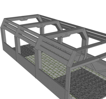 现代金属廊架过道su模型