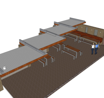 现代廊架su模型