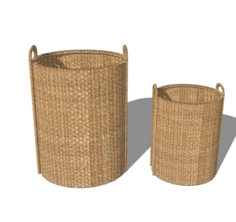 现代藤编脏衣篓su模型
