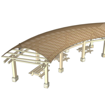 中式廊架su模型