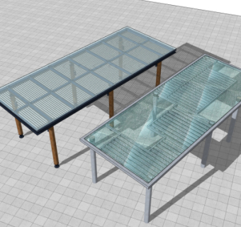 现代玻璃廊架su模型