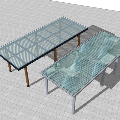 现代玻璃廊架su模型