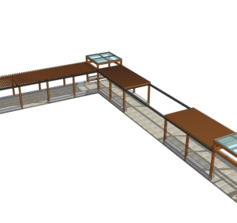 现代廊架su模型