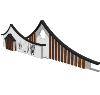 中式景观墙su模型