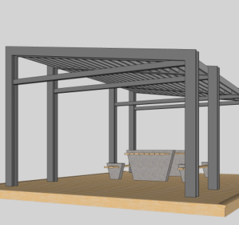 现代廊架su模型