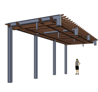 现代廊架su模型