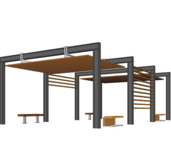 现代廊架su模型
