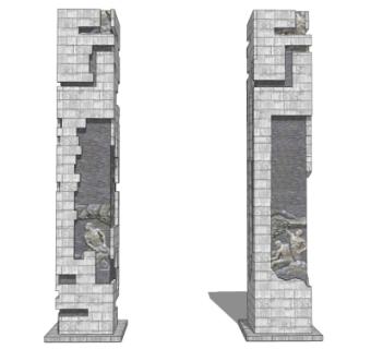 新中式浮雕柱su模型